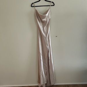 Nasty Gal Satin Cowl Neck Maxi Dress in Champagne size M